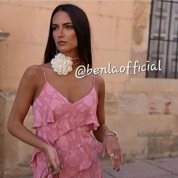 Nwt ZARA RUFFLED JACQUARD DRESS MARSALA Pink Dusty - Picture 9 of 17